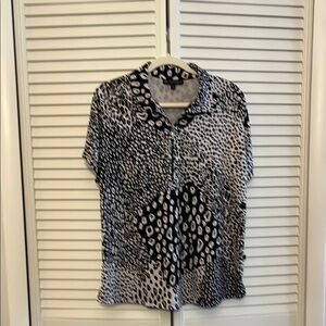 Birdee Sport Black and White Leopard Print Women's Top XL